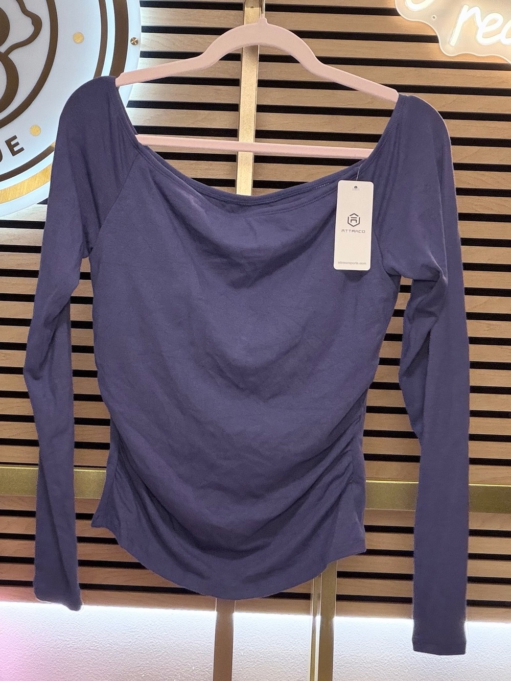 Atllanco Lilac Scoop-Neck Long Sleeve Top